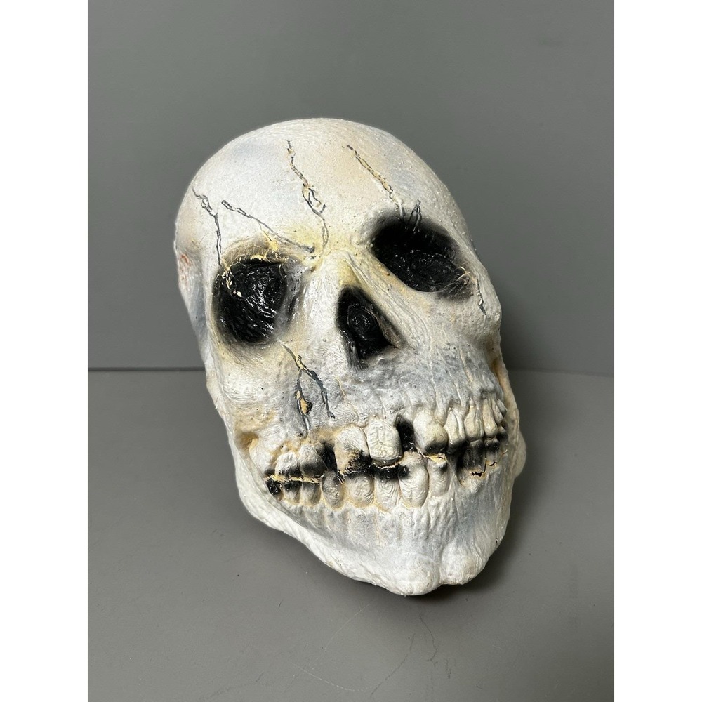 Vintage Latex Rubber (?) Over Foam Skull Head Halloween Decoration Creepy Weird